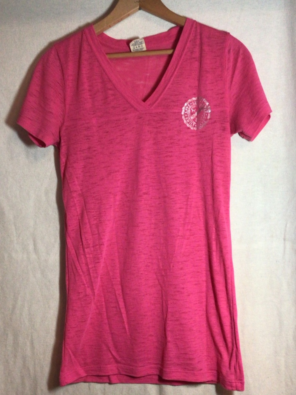 Vintage PINK Victoria's Secret Bright Pink V-Neck Short Sleeve Tee
